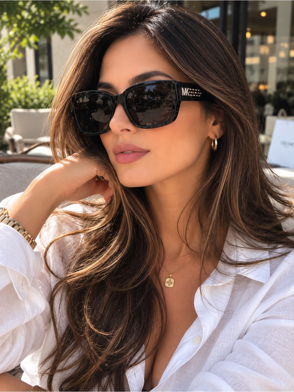 MICHAEL Michael Kors Black Oversized Square Sunglasses